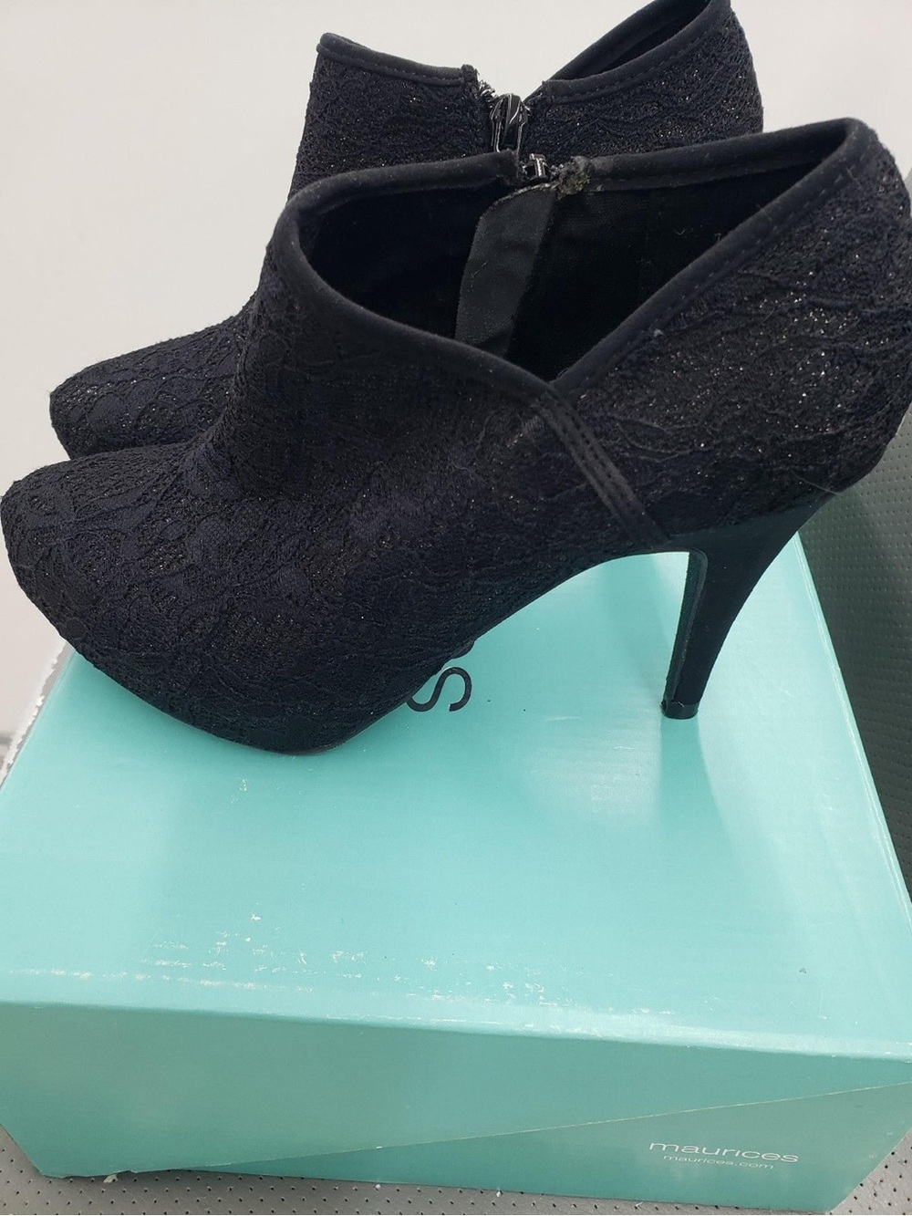 Maurice’s Black Sparkle Lace Heels